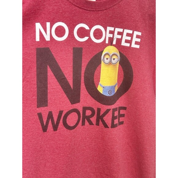 Despicable Me Minion Graphic No Coffee No Workee Unisex XL Faded Red Tee - Picture 7 of 9